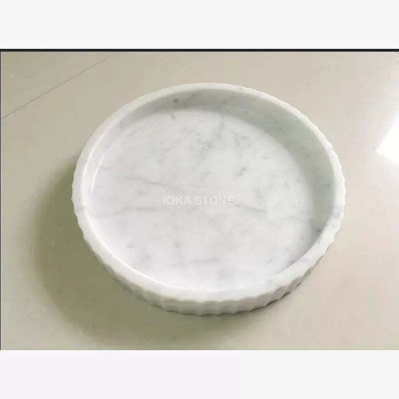 Carrara White Marble Round Tray (3)