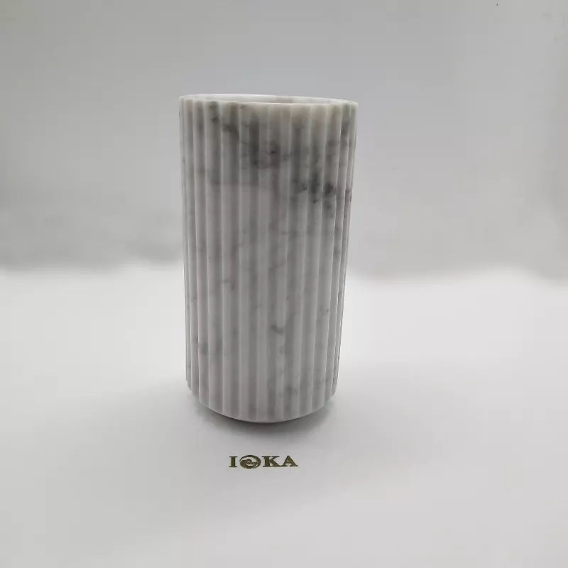 Cylinder Marble Flower Vase for Restaurant Decorative (1)
