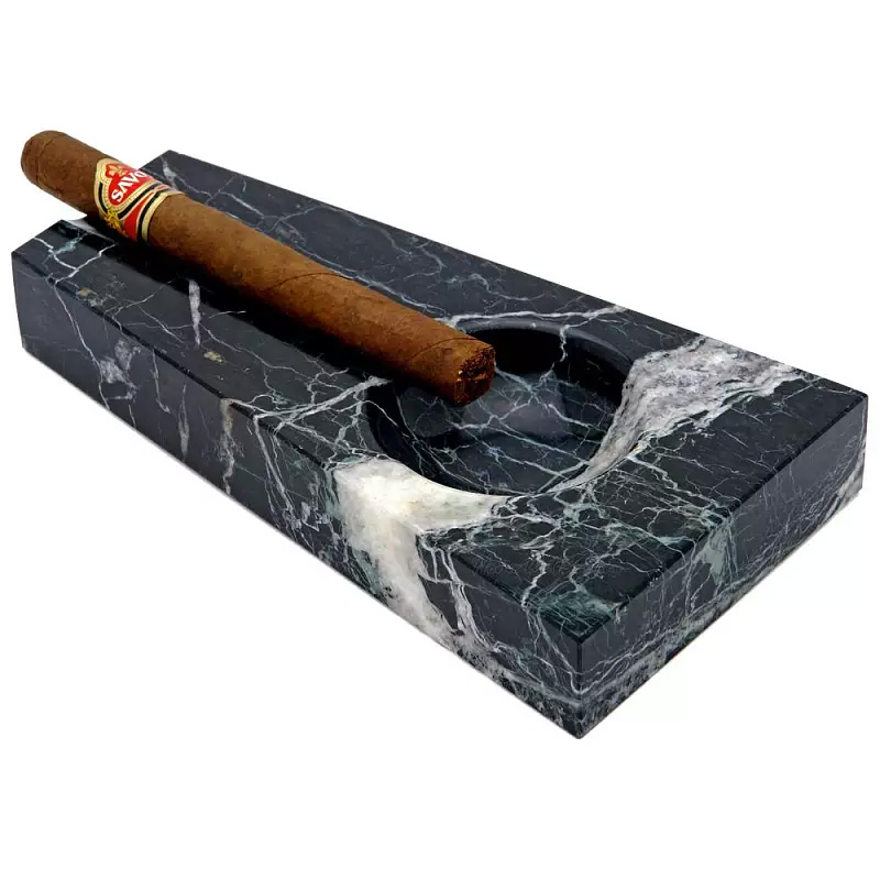 Квадратен цврст мермерен пепелник за пури со четири пури (4)