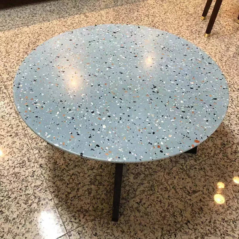 Wholesale Home Furniture Blue,grey Stone Chips Black Terrazzo stone Table (1)