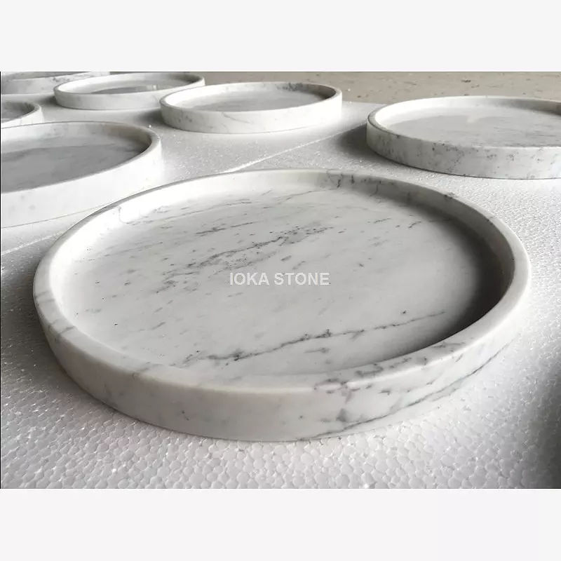 Carrara White Marble Round Tray (6)