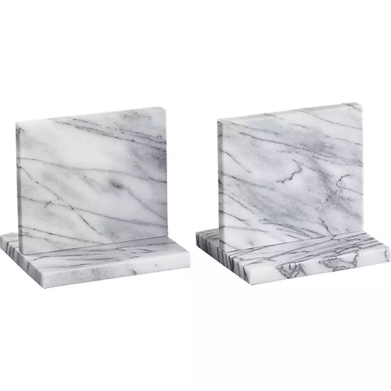 White Carrara Marble Bookends Contemporary Sculpture Modern Elegant Art Bookends (5)