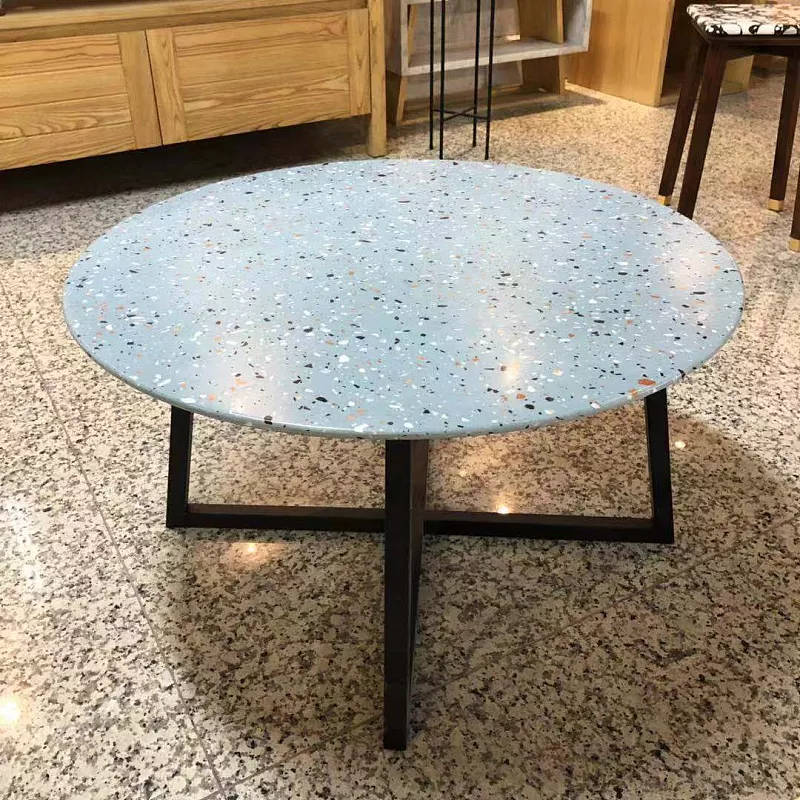 Wholesale Home Furniture Blue,grey Stone Chips Black Terrazzo stone Table (3)