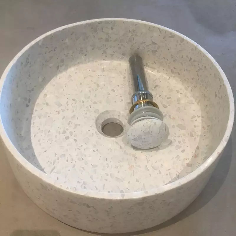 modern multi white color black terrazzo stone vessel sink (4)